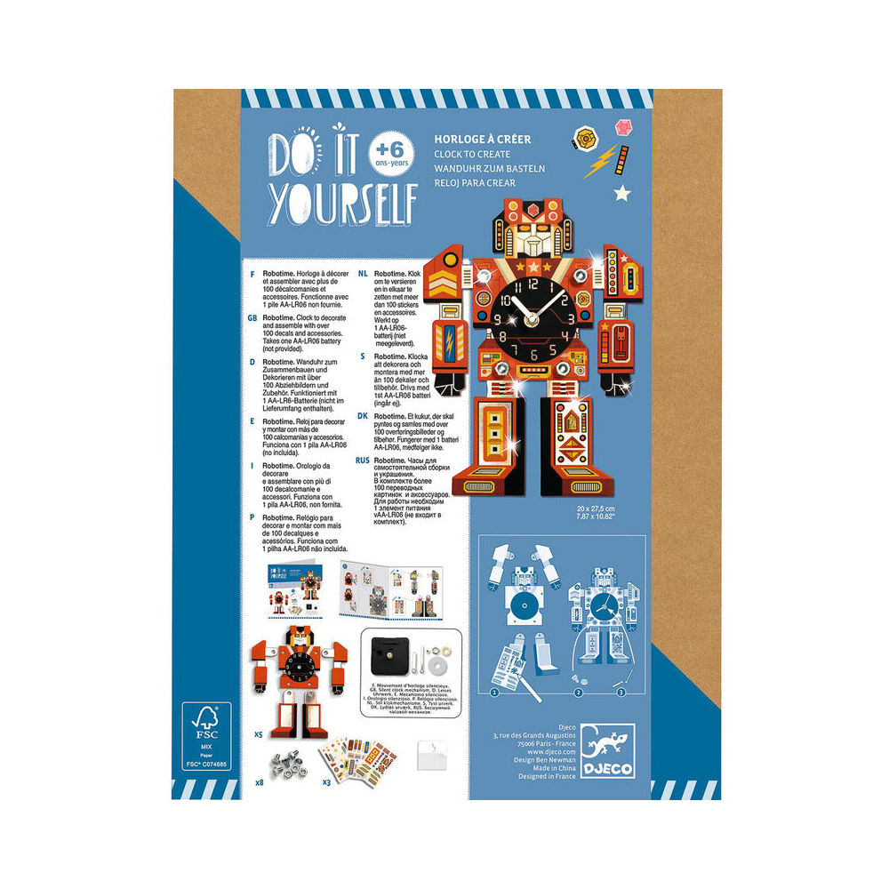 Djeco Do It Yourself Robotime Cloc Kids DIY Creative Kitk 6y+
