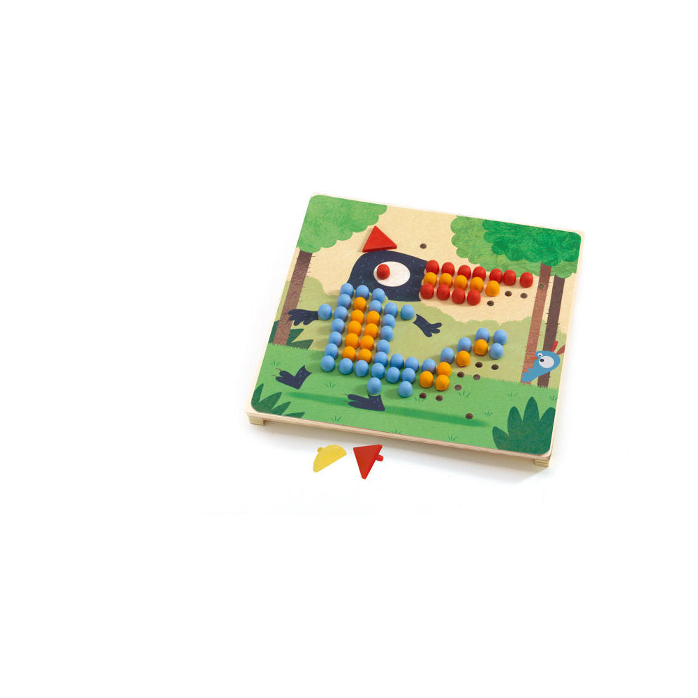 Djeco Rigolo Mosaico Peg Board 21.5cm Kids Game 4y+