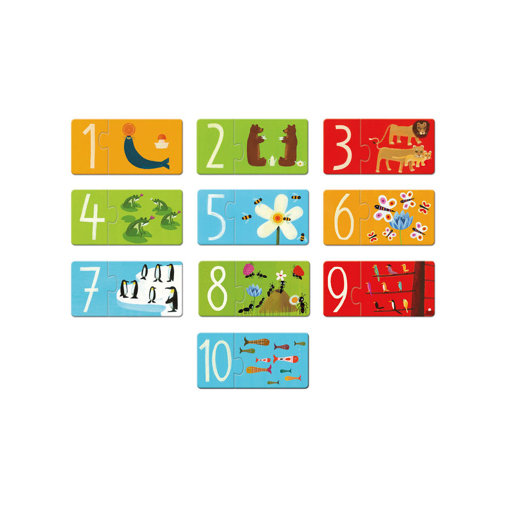 20pc Djeco Duo Numbers Jigsaw Puzzle Kids Game 2y+