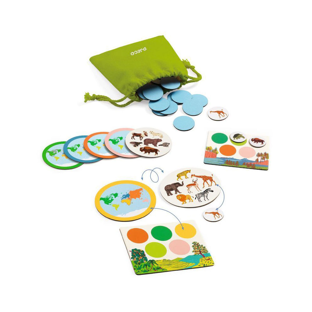 Djeco Animo Mondo-World Animal Tracking Kids Educational Game 5y+
