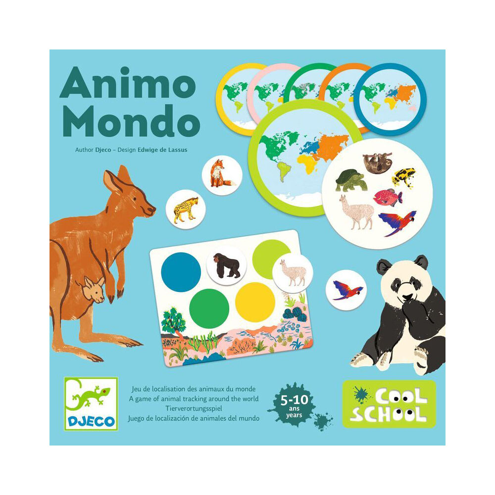 Djeco Animo Mondo-World Animal Tracking Kids Educational Game 5y+