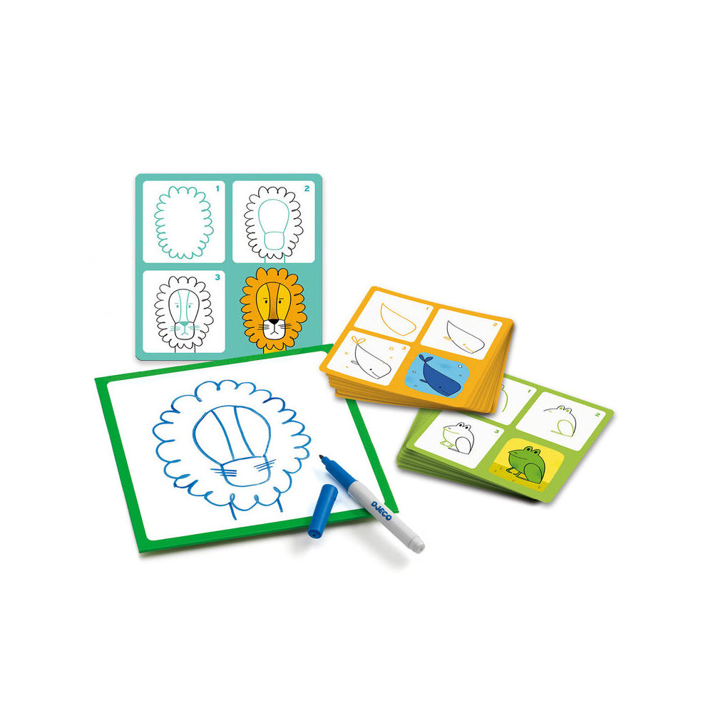 Djeco Step by Step Learn to Draw Animals w/ White Board 3y+