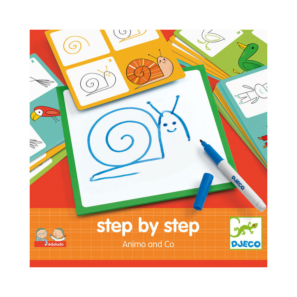 Djeco Step by Step Learn to Draw Animals w/ White Board 3y+