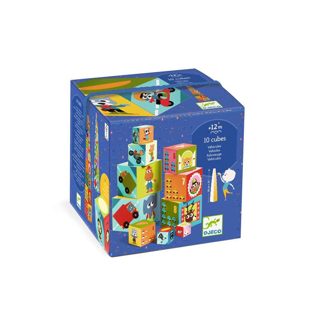 Djeco Vehicles Blocks Kids/Children Stacking Toy Set 12m+