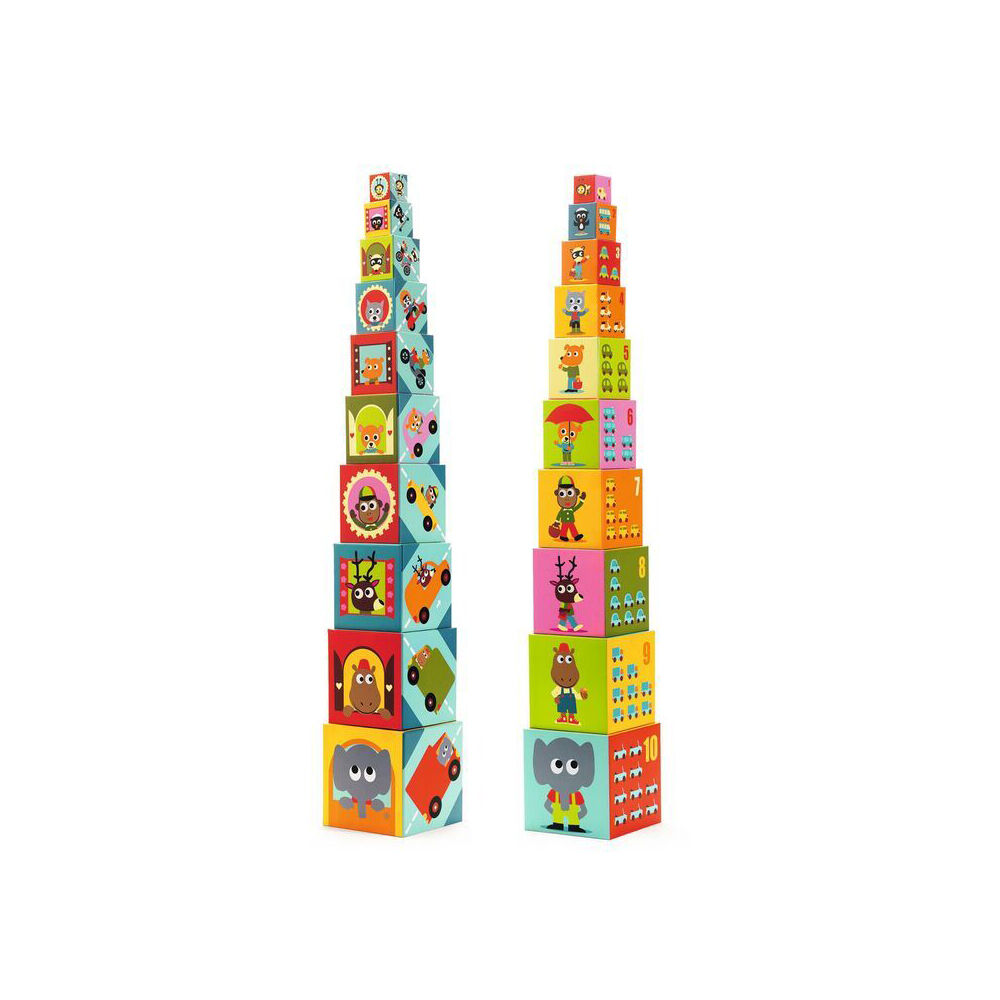 Djeco Vehicles Blocks Kids/Children Stacking Toy Set 12m+