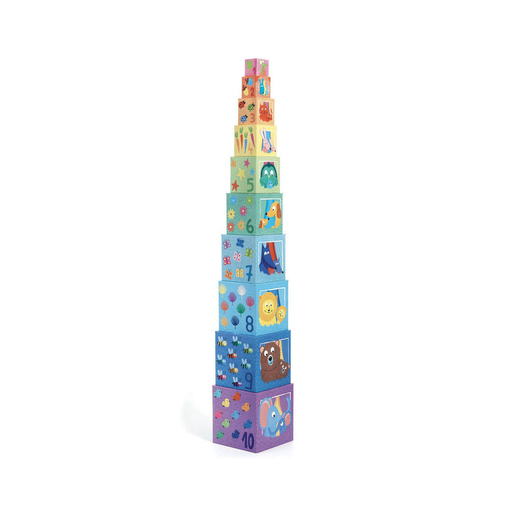 Djeco Rainbow Blocks Kids/Children Stacking Toy Set 12m+