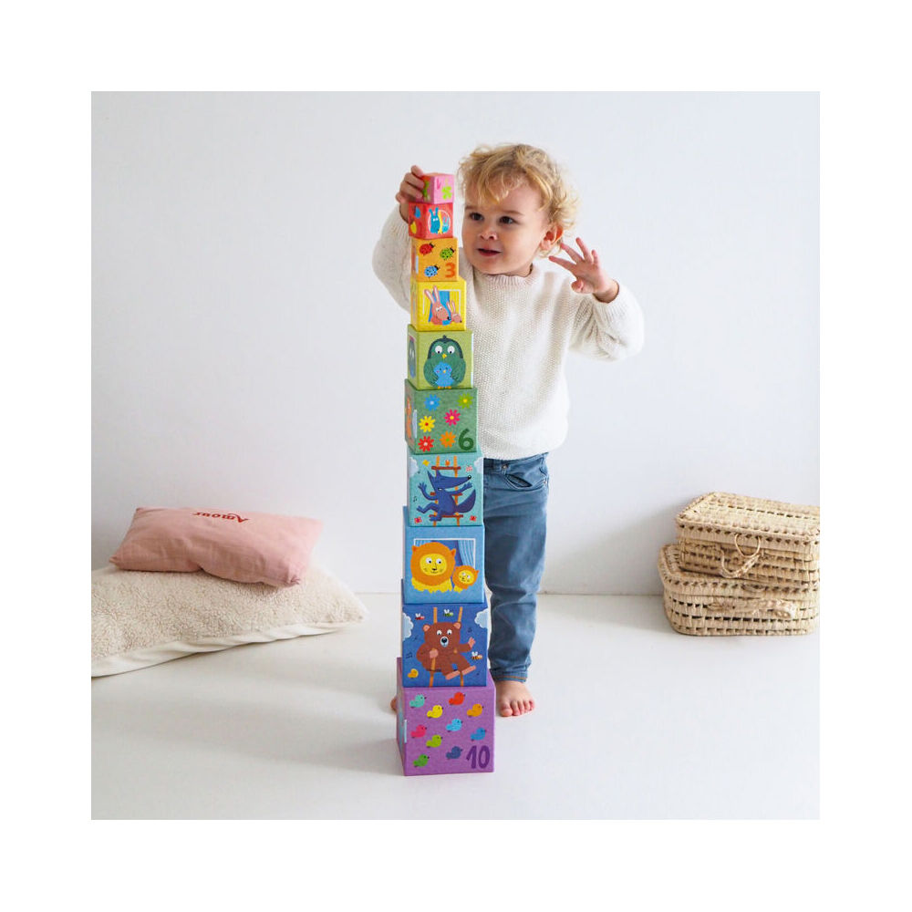 Djeco Rainbow Blocks Kids/Children Stacking Toy Set 12m+