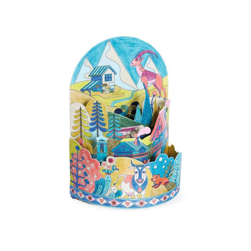 6PK Djeco On Top of the World Colouring Diorama Kids Activity Craft Kit 8y+/24x16cm