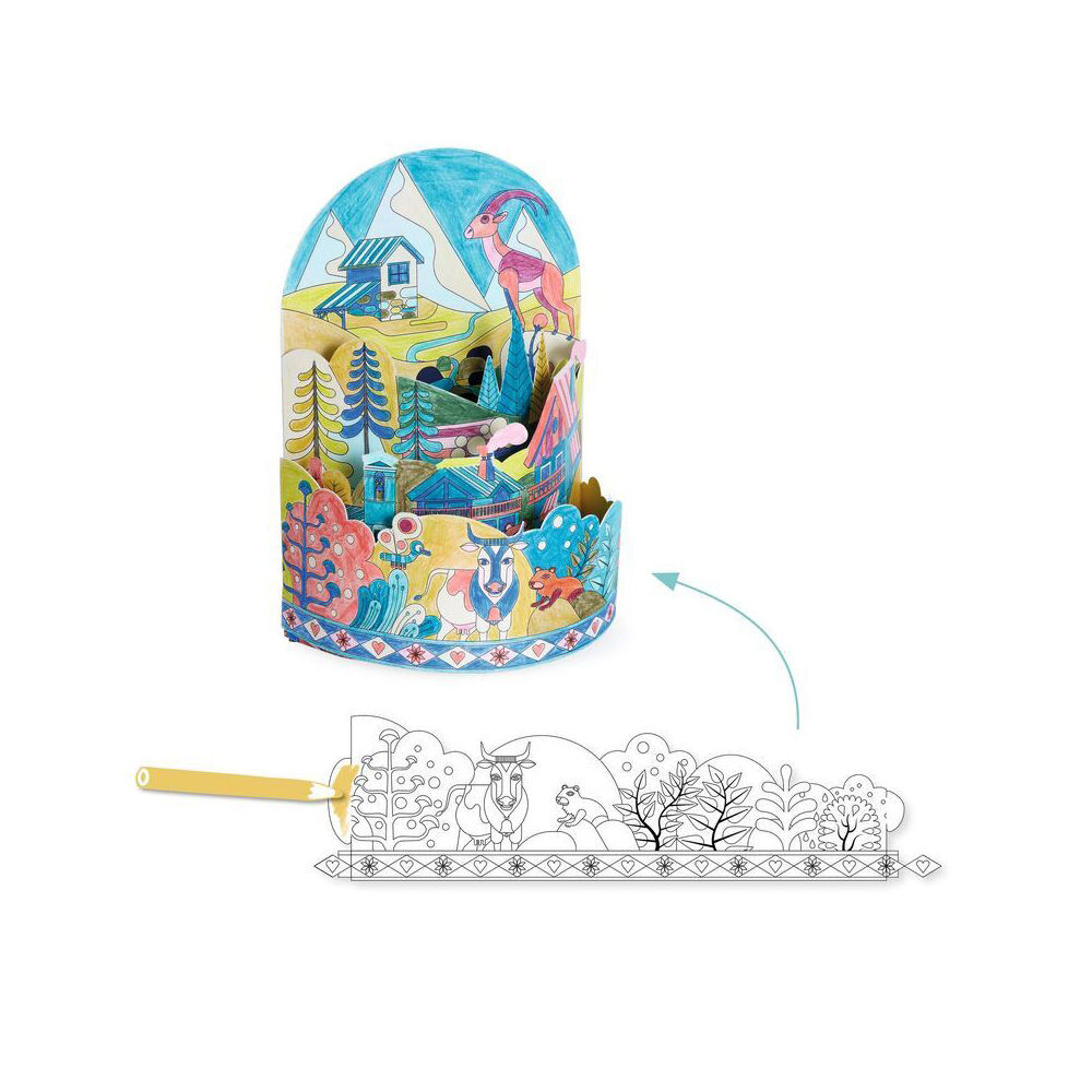 6PK Djeco On Top of the World Colouring Diorama Kids Activity Craft Kit 8y+/24x16cm