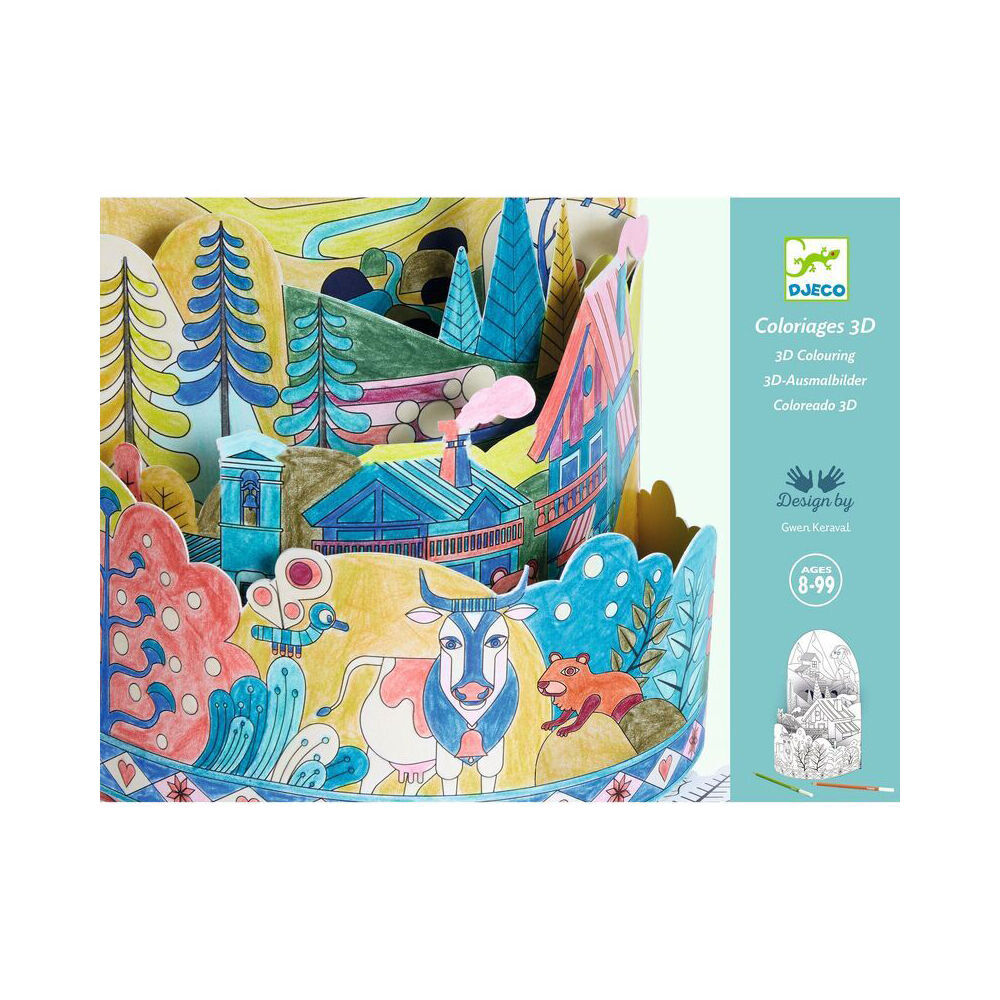 6PK Djeco On Top of the World Colouring Diorama Kids Activity Craft Kit 8y+/24x16cm