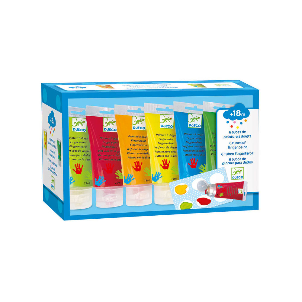 6pc Djeco Finger Paint Tubes Kids DIY Craft Painting Kit 18m+