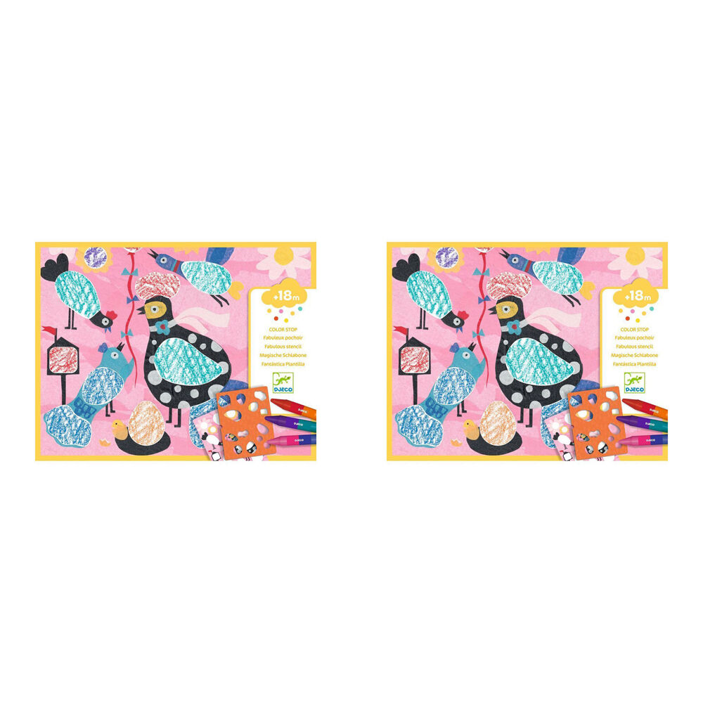 2PK Djeco Birdie & Co Colouring Art Activity Set Kids 18m+