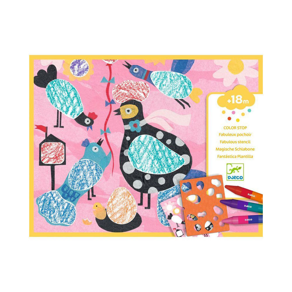2PK Djeco Birdie & Co Colouring Art Activity Set Kids 18m+