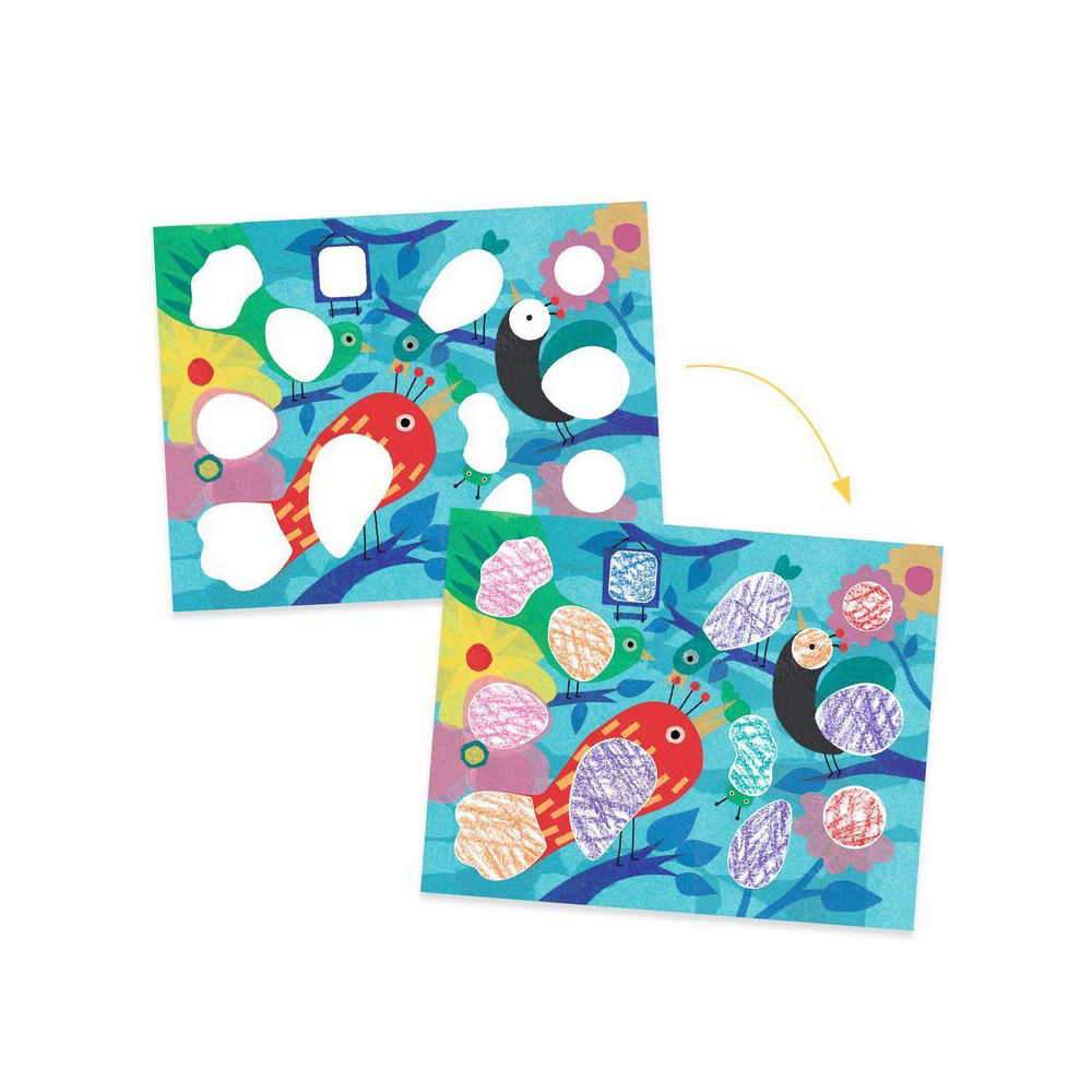 2PK Djeco Birdie & Co Colouring Art Activity Set Kids 18m+