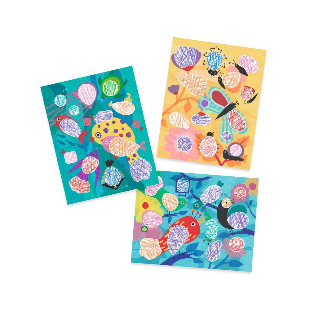 2PK Djeco Birdie & Co Colouring Art Activity Set Kids 18m+