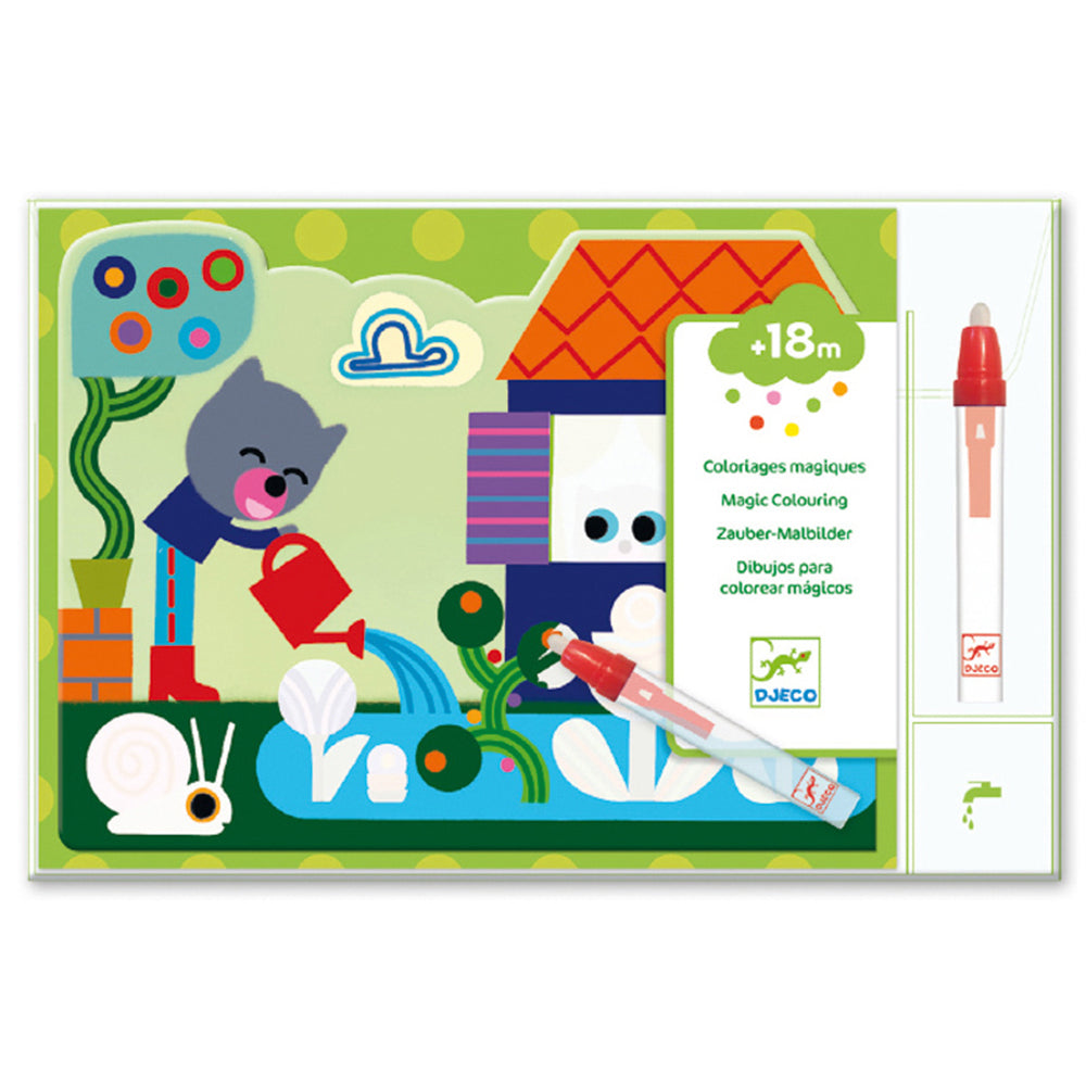 2PK Djeco Hidden in the Garden Water Colouring Kids Art Book 18m+