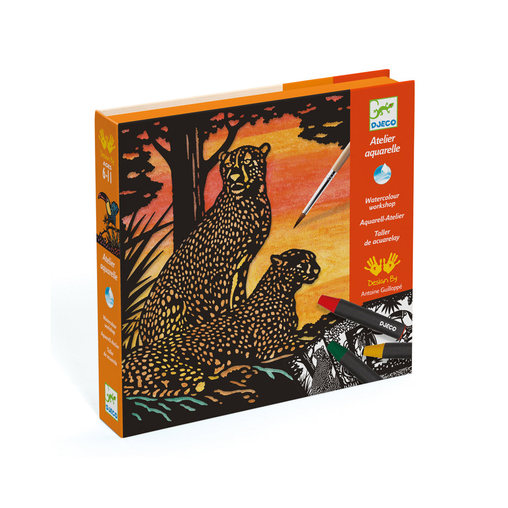 2PK Djeco Backlight Watercolour Workshop Kids Art Book 6y+
