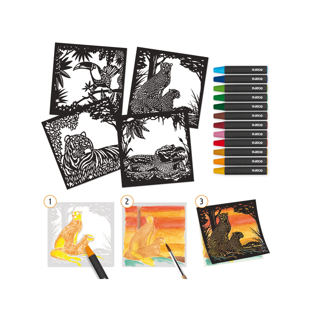 2PK Djeco Backlight Watercolour Workshop Kids Art Book 6y+