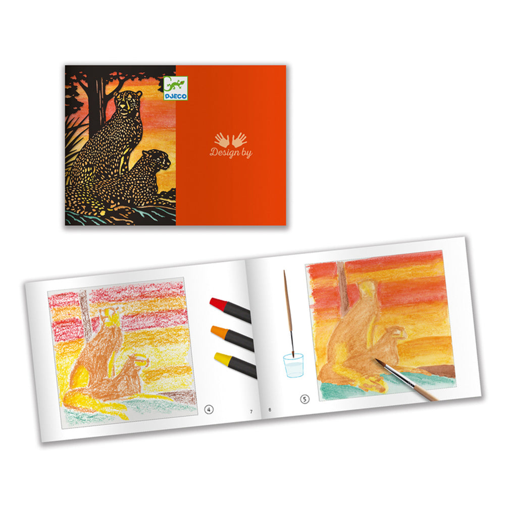 2PK Djeco Backlight Watercolour Workshop Kids Art Book 6y+