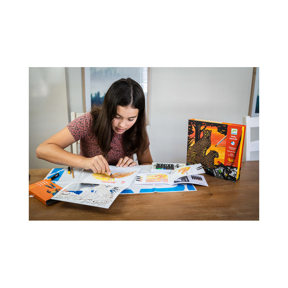 2PK Djeco Backlight Watercolour Workshop Kids Art Book 6y+