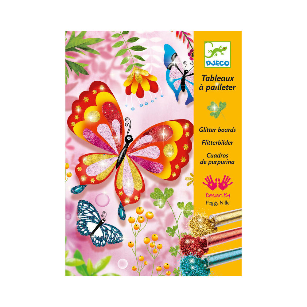 12pc Djeco Butterflies Glitter Boards DIY Art Kit Kids 8y+