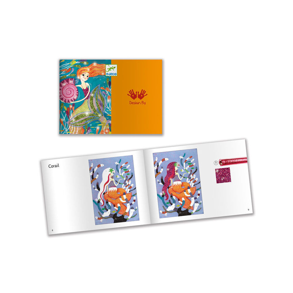 12pc Djeco Mermaids Glitter Boards DIY Art Kit Kids 7y+