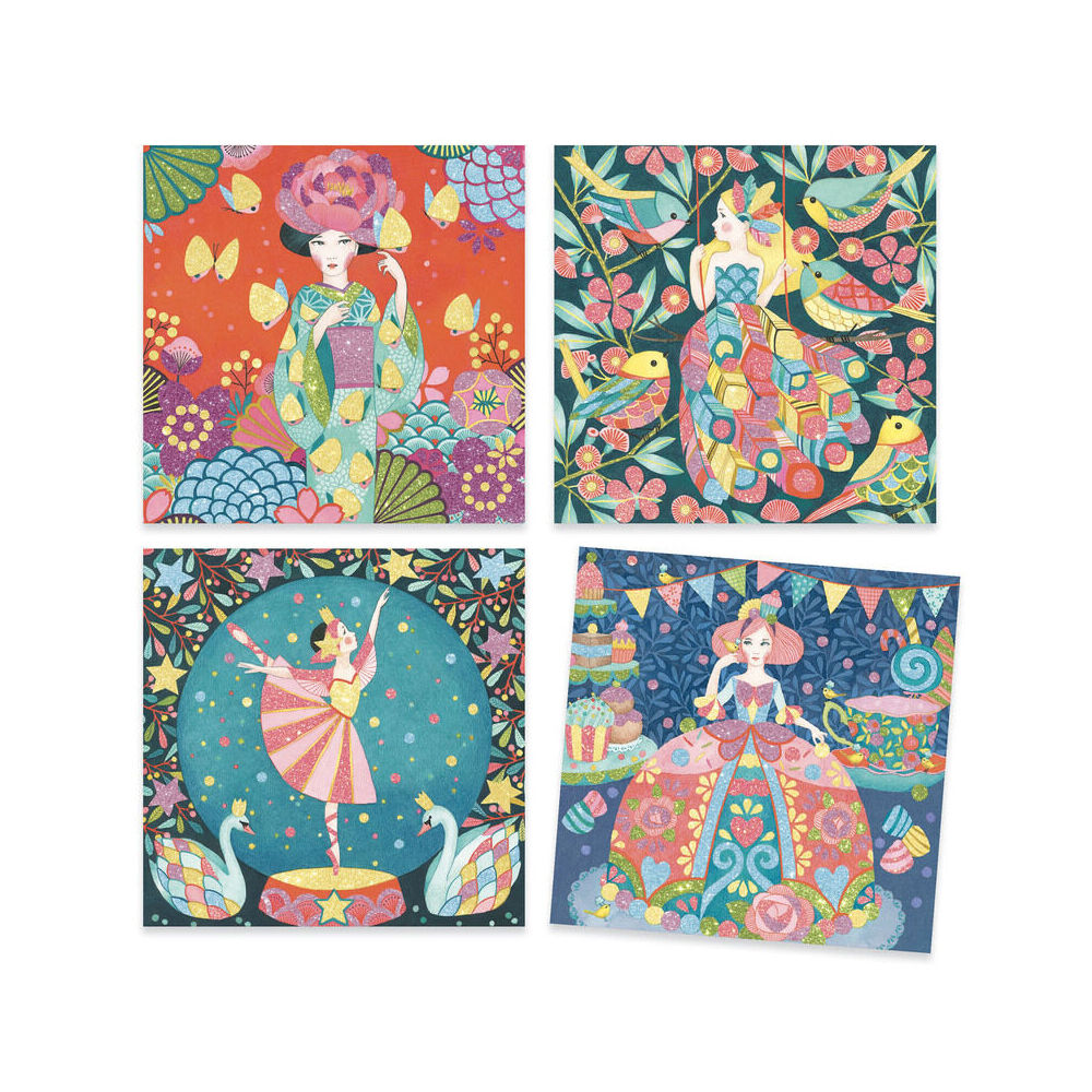 12pc Djeco Daydream Glitter Boards DIY Art Kit Kids 7y+