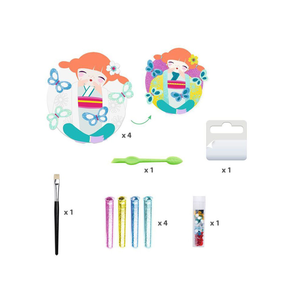 12pc Djeco Onnanoko Glitter & Gem Boards DIY Art Kit Kids 6y+