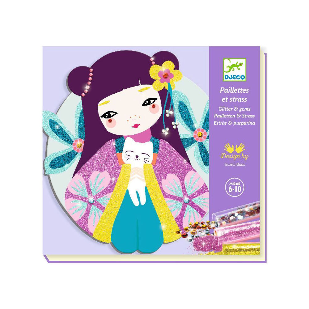 12pc Djeco Onnanoko Glitter & Gem Boards DIY Art Kit Kids 6y+