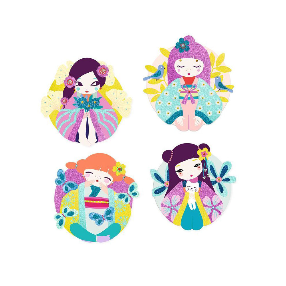 12pc Djeco Onnanoko Glitter & Gem Boards DIY Art Kit Kids 6y+
