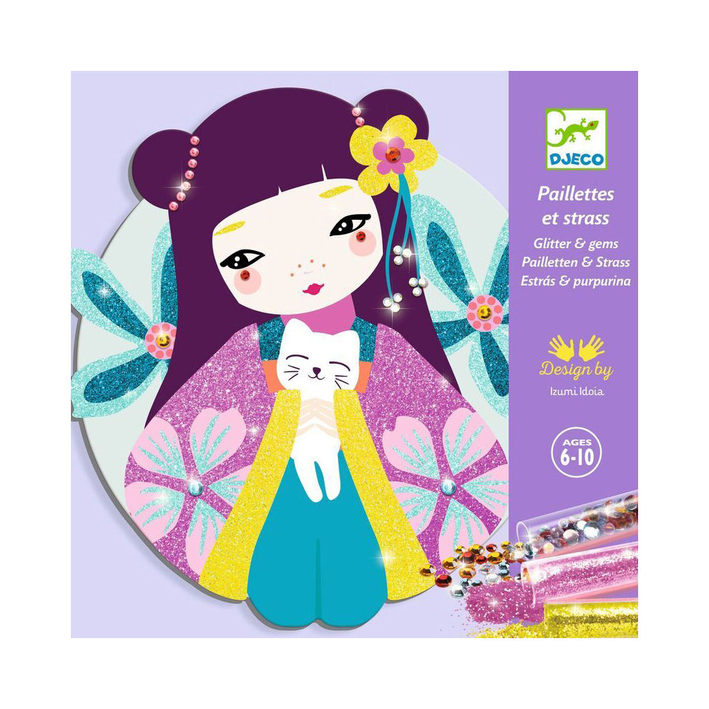 12pc Djeco Onnanoko Glitter & Gem Boards DIY Art Kit Kids 6y+