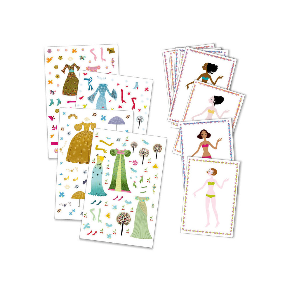 Djeco Dresses Through Seasons Stickers & Paper Dolls Set 6y+