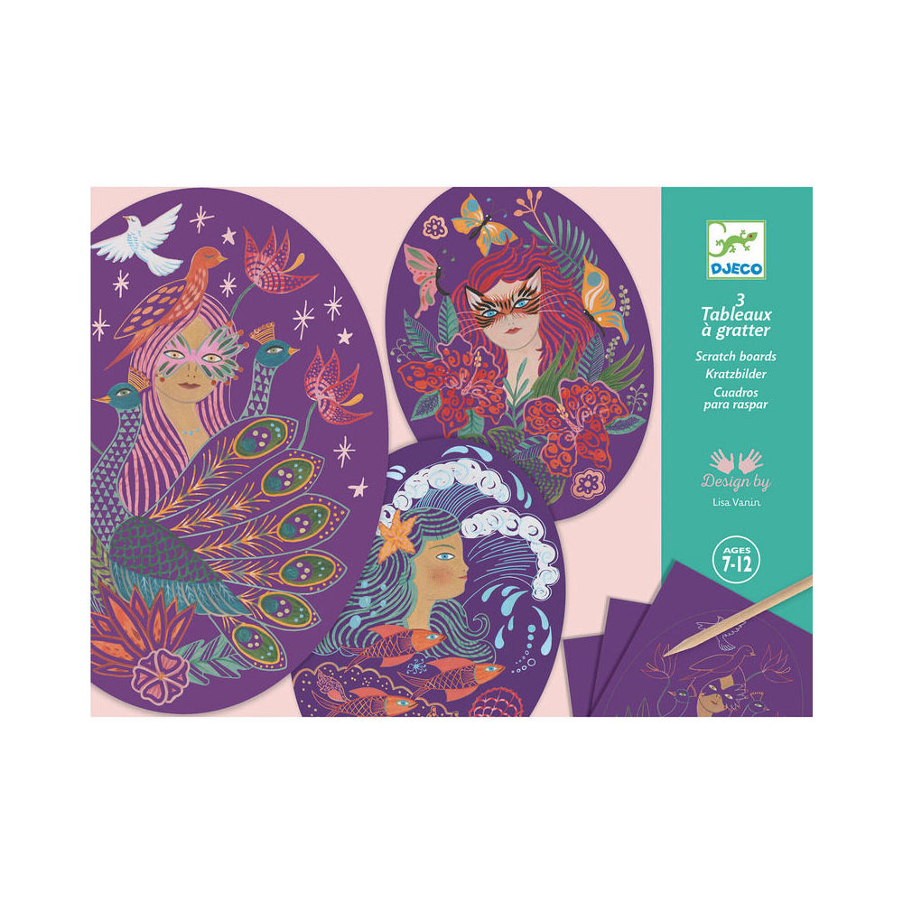 16pc Djeco Nymph Scratch Cards w/ Stylus Activity Kit 7y+