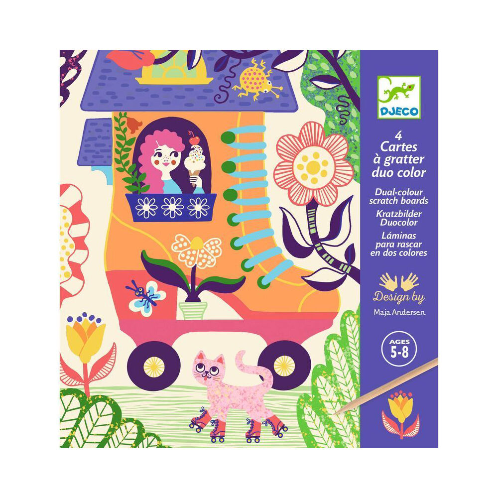 8pc Djeco Wacky Houses Scratch Cards w/ Stylus Activity Kit 5y+