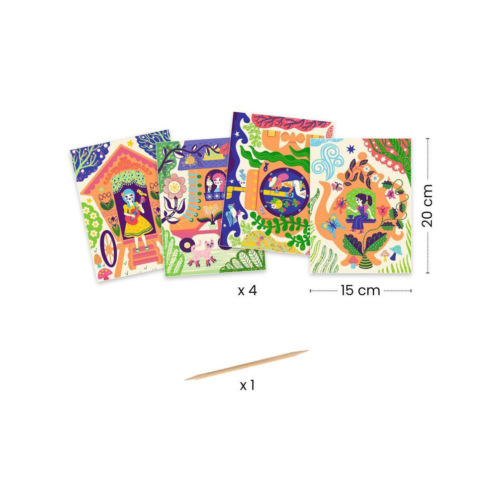 8pc Djeco Wacky Houses Scratch Cards w/ Stylus Activity Kit 5y+
