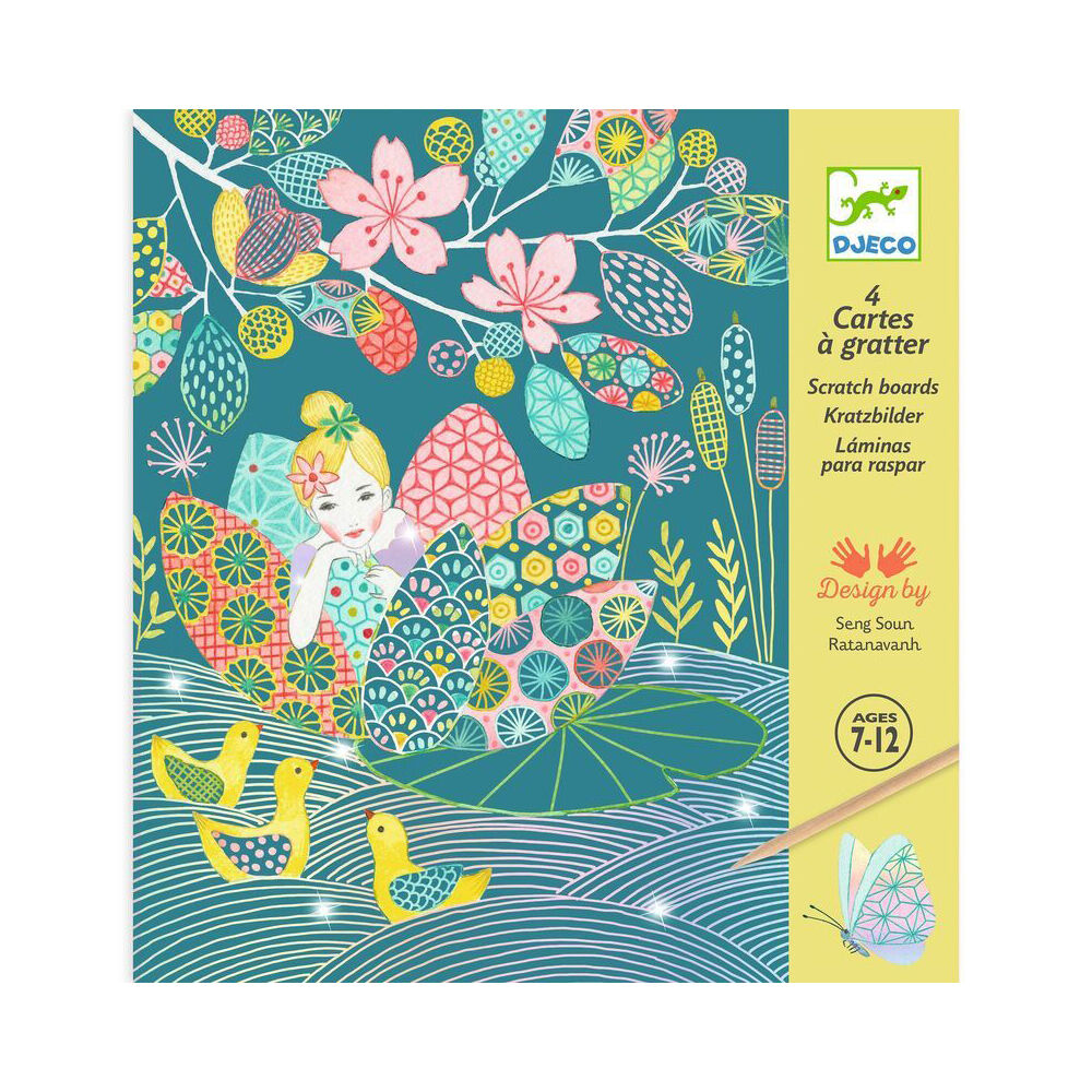 8pc Djeco The Pond Scratch Cards w/ Stylus Activity Kit 7y+