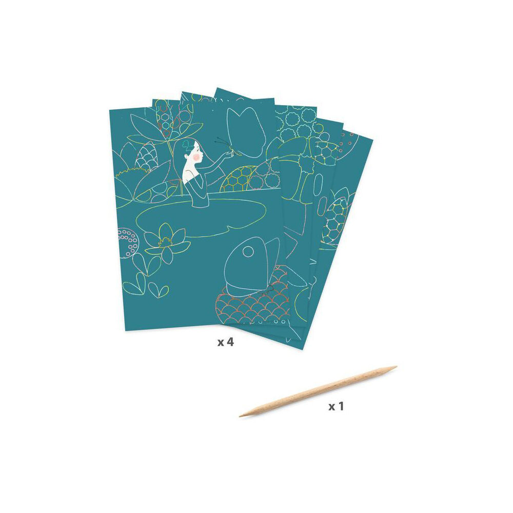 8pc Djeco The Pond Scratch Cards w/ Stylus Activity Kit 7y+