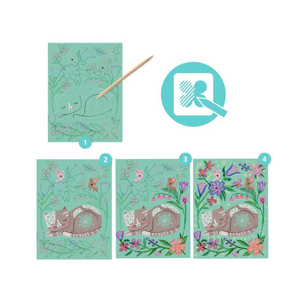 8pc Djeco Encounters Scratch Cards w/ Stylus Activity Kit 6y+