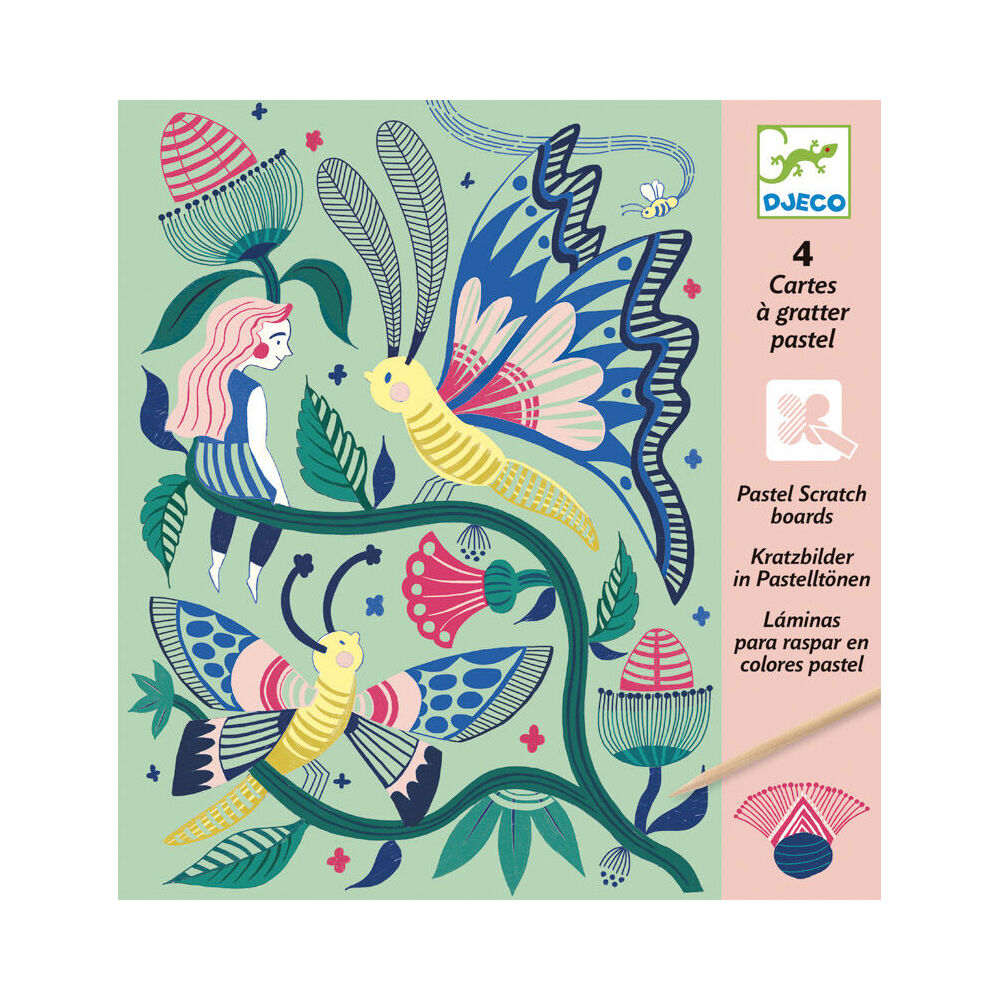 8pc Djeco Fantasy Garden Scratch Cards w/ Stylus Activity Kit 6y+