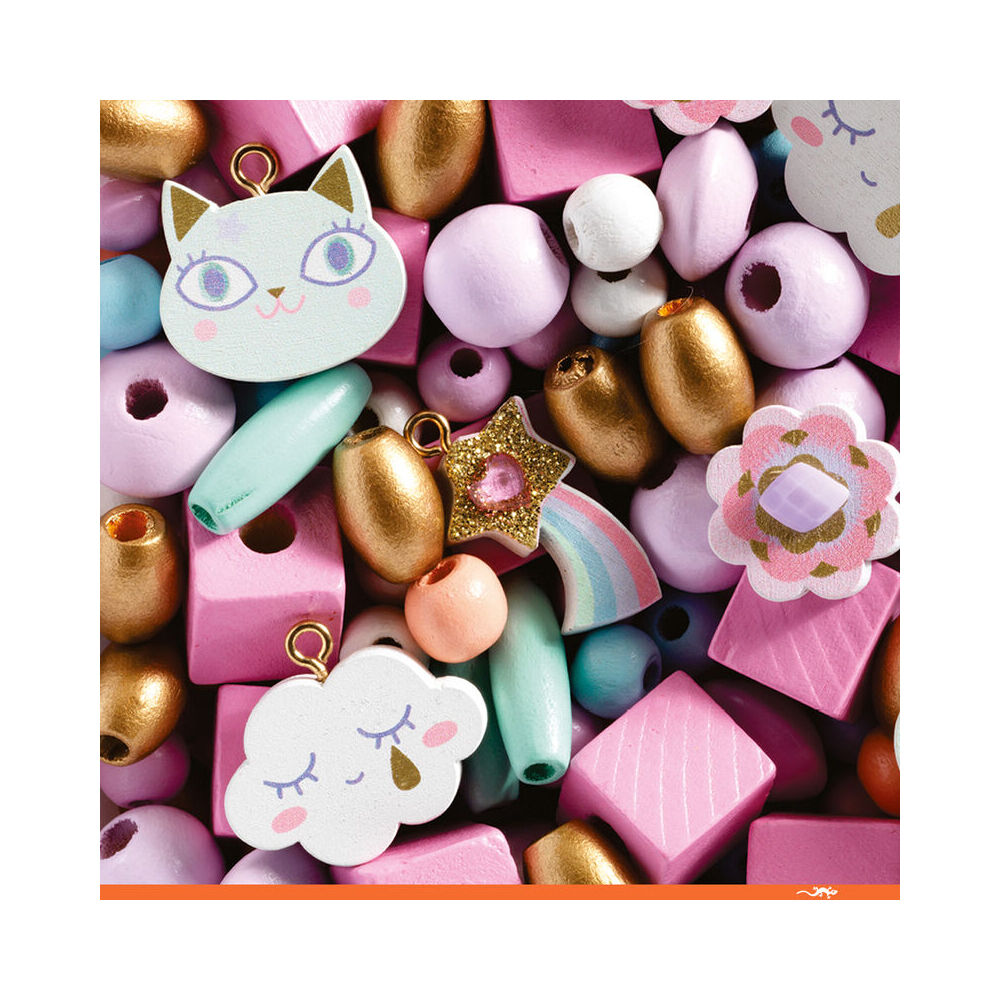 Djeco Rainbow Clouds Wooden Beads Kids/Children DIY Craft Kit 4y+