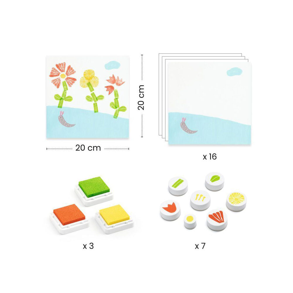 Djeco With Flowers Stamps Kids/Children Crafts/Art Set 3y+