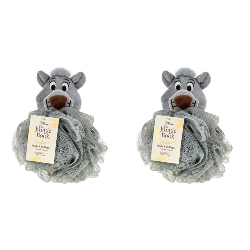 2PK Disney The Jungle Book Baloo Body Exfoliator Shower Loofah Puff Grey