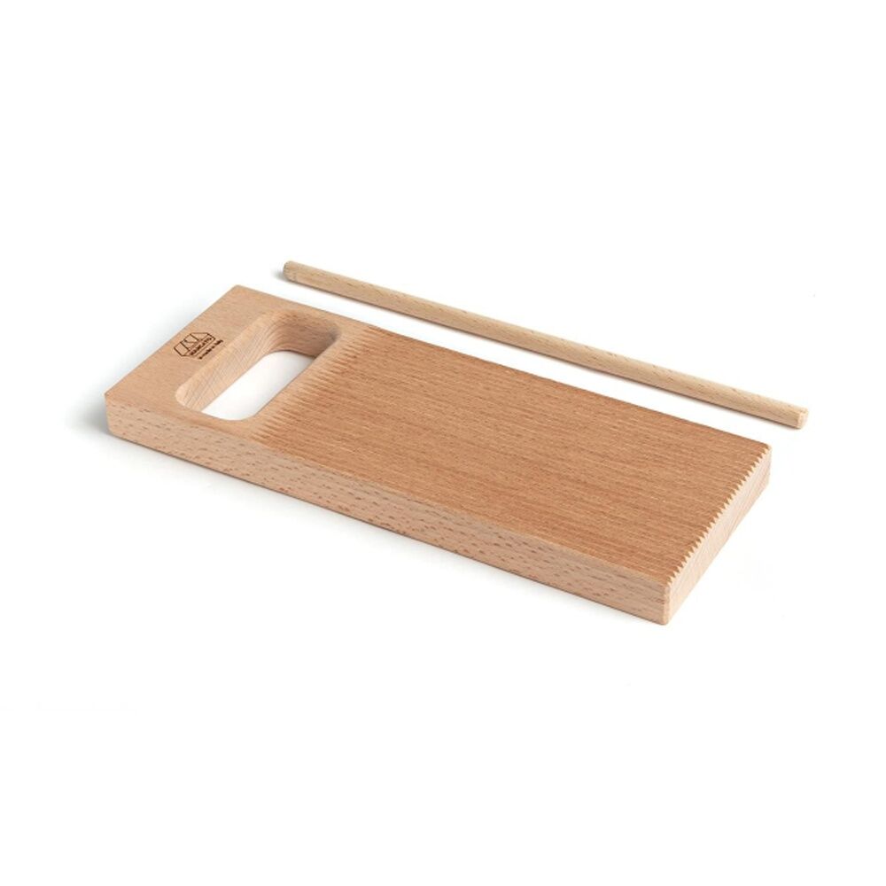 Marcato Wooden Gnocchi Rolling Board w/Garganelli Stick Pasta Making Accessory