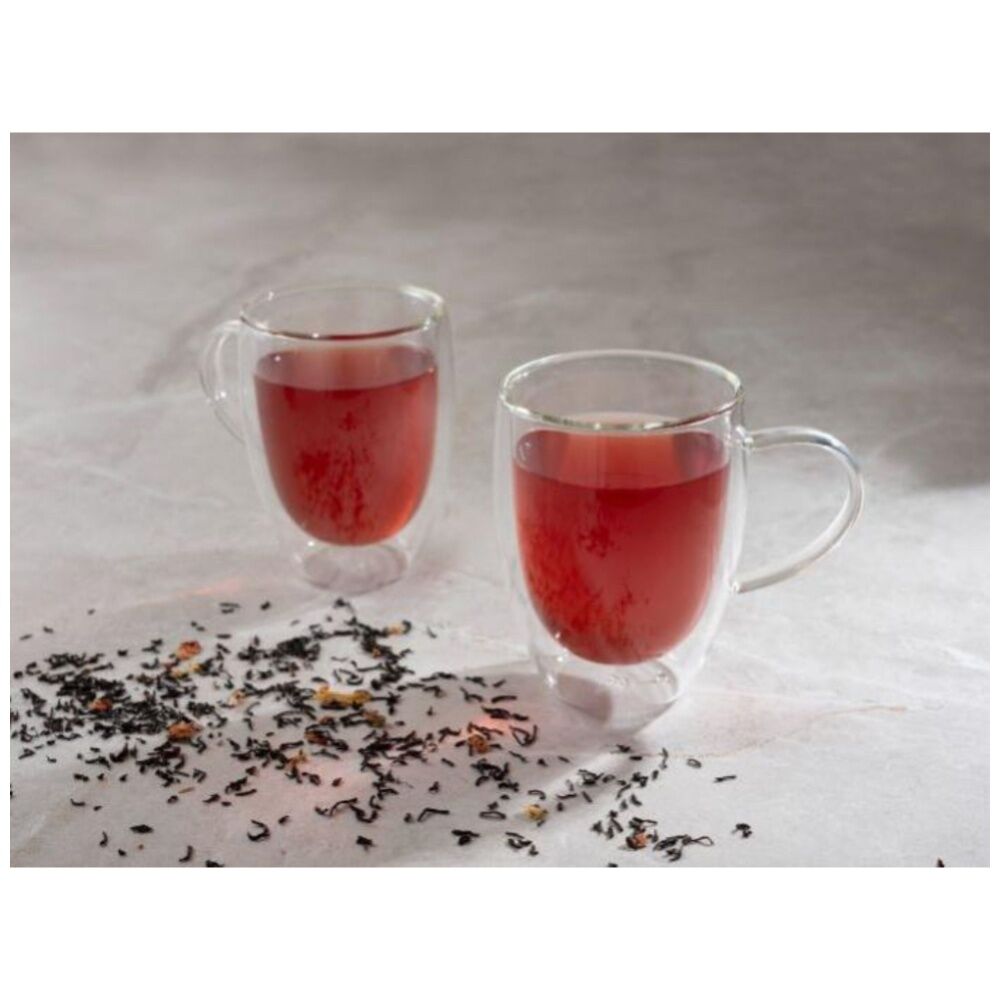 2x 2pc Euroline Double Wall Insulated Durable Borosilicate Glass Mug Set 300ml