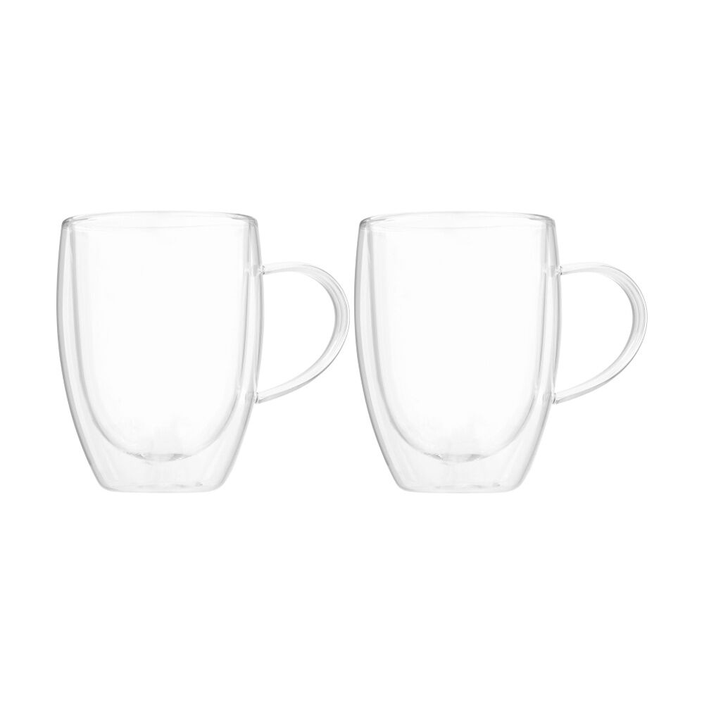 2x 2pc Euroline Double Wall Insulated Durable Borosilicate Glass Mug Set 300ml