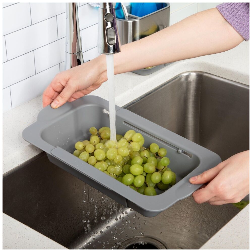 Progressive Expandable Sink Colander Non-Slip Handles Food-Safe Kitchen Tool