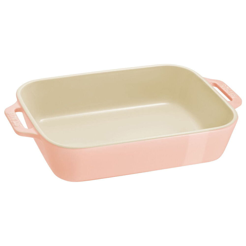 2pc Staub Ceramic Non-Stick Oven Dish Rectangular Baking Dishes Set Pink
