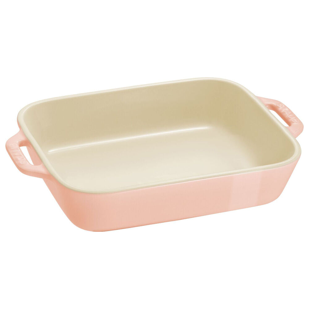 2pc Staub Ceramic Non-Stick Oven Dish Rectangular Baking Dishes Set Pink