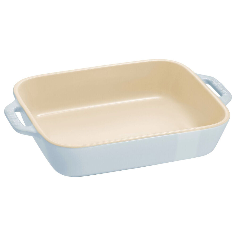2pc Staub Ceramic Non-Stick Oven Dish Rectangular Baking Dishes Set Blue