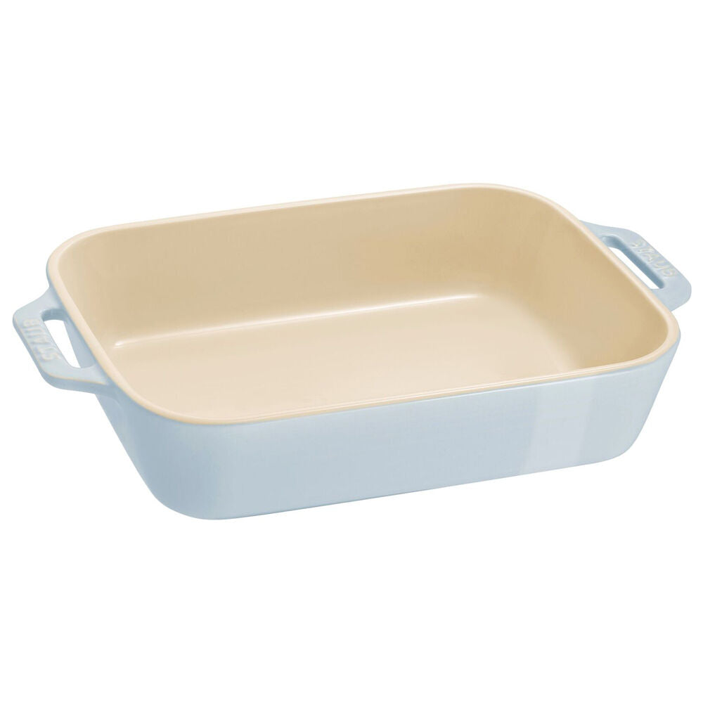 2pc Staub Ceramic Non-Stick Oven Dish Rectangular Baking Dishes Set Blue